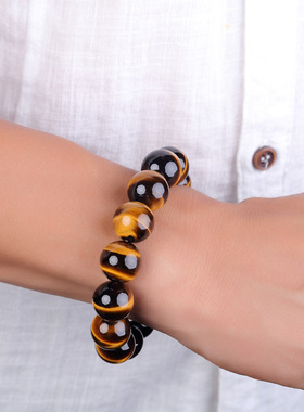 天然虎眼石男士女款单圈佛珠手串