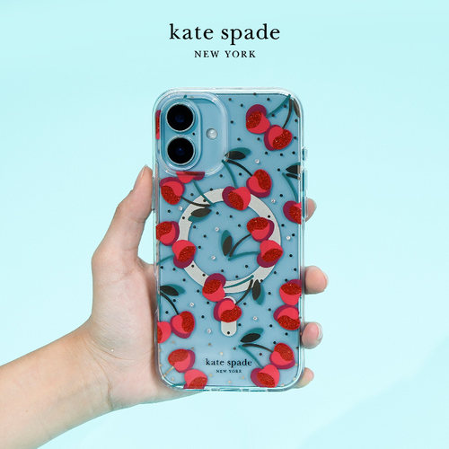 Kate Spade樱桃波点手机壳适用苹果iPhone17/16Pro Max硬壳17pm闪亮Pro透明防摔16保护套磁吸ins风小清新全包 - 图1