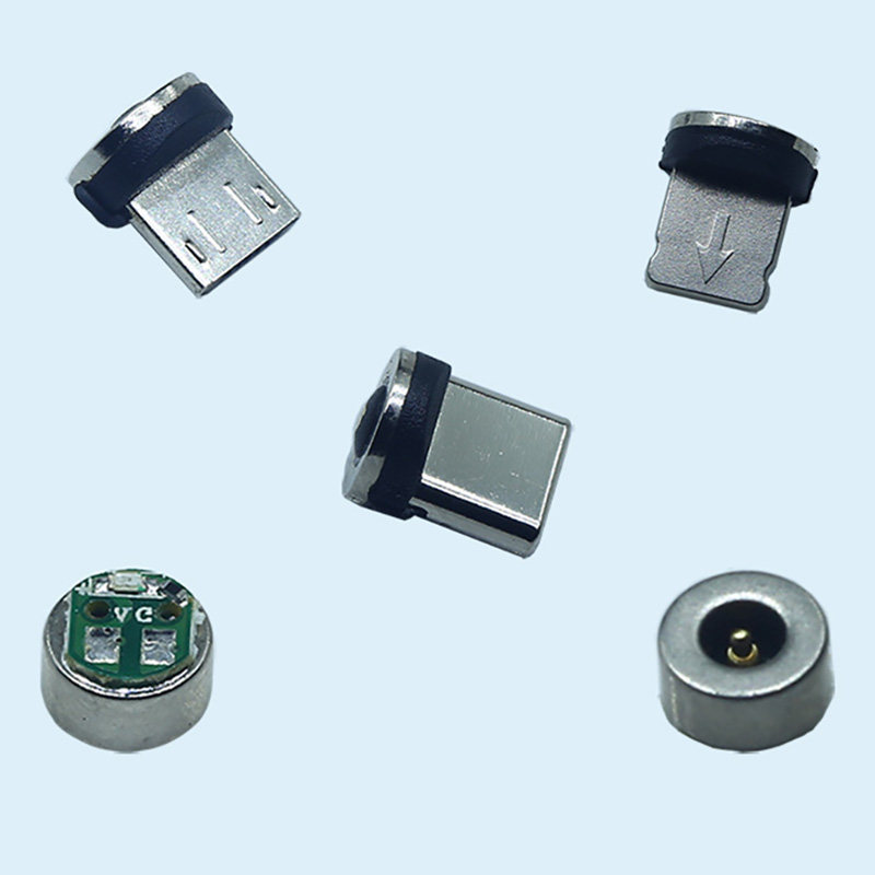 Micro TYPEC 苹果磁吸公头圆型2芯四芯7触点强磁力带灯数据线底座,淘宝优惠券,粉丝福利购,淘宝优惠卷