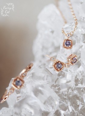 天然坦桑石日系银镀金戒指复古