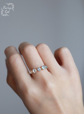 蓝色托帕石天然日系nojess戒指