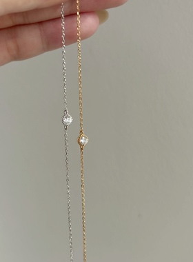 特 爆闪单钻极细手链925纯银镀金高级感百搭迷你日系小众轻奢叠戴