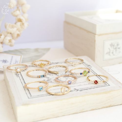 *特*天然水晶宝石小方块锆石纤细戒指百搭日常s925纯银镀金饰品女 - 图0