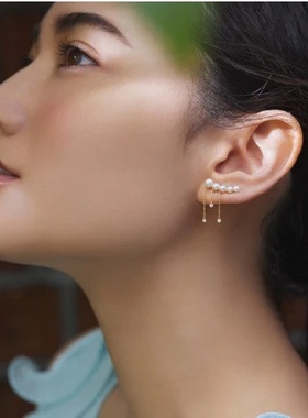 天然淡水珍珠耳环流苏仙