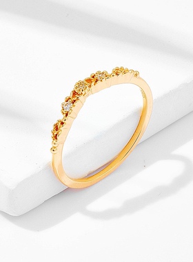 日系花朵蕾丝叠戴款戒指银饰