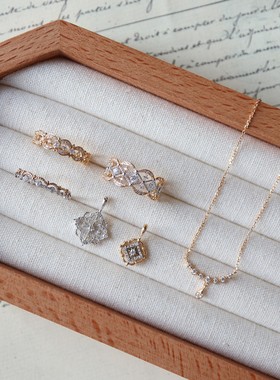 日系SJ圣诞限定同款菱形镂空吊坠 项链s925银镀金小众迷你饰品