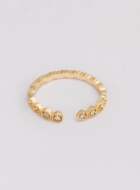 日系*同款复古天然凤凰石/蓝晶石/绿玛瑙蕾丝戒指S925银镀金