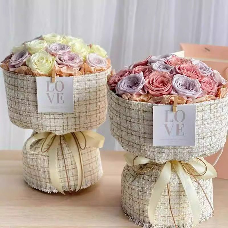 布艺一体式小香风圆形花束定型片鲜花包装纸材料花店花艺包花布料,淘宝优惠券,粉丝福利购,淘宝优惠卷