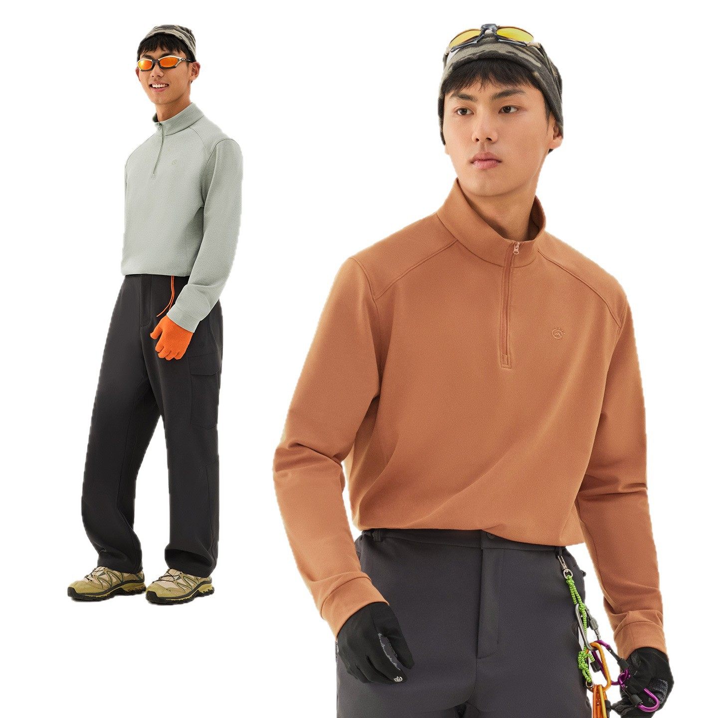 新款秋冬探拓户外半拉链长袖T恤男速干透气徒步登山半开衫立领,淘宝优惠券,粉丝福利购,淘宝优惠卷