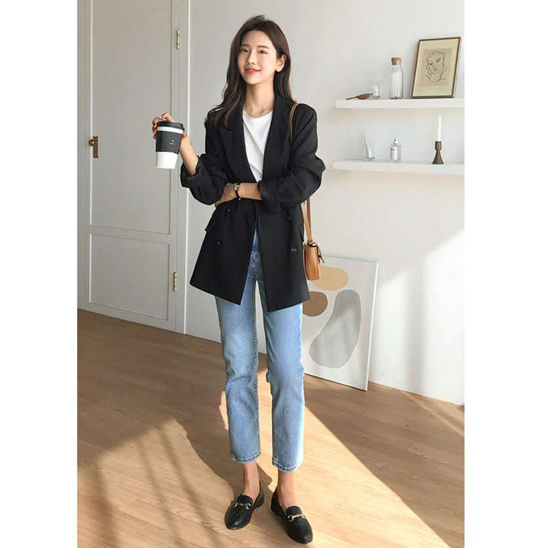 浅蓝色直筒宽松女八分小个子牛仔裤 媛纪女装牛仔裤