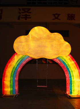 户外玻璃钢秋千发光雕塑装饰摆件