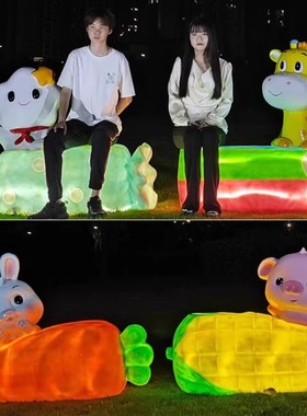 网红卡通动物玻璃钢座椅装饰摆件