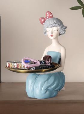 欧式玄关放钥匙收纳摆件树脂轻奢家居入户进门水果托盘装饰品精致