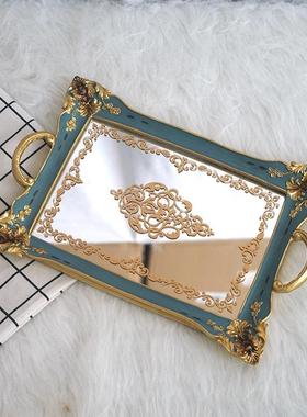 北欧轻奢风家居镜面托盘咖啡厅奶茶店树脂桌面装饰品收纳摆件