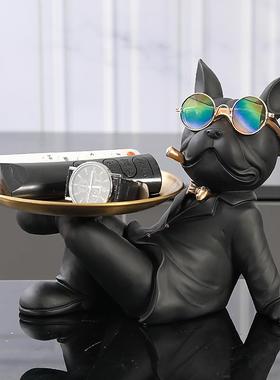 轻奢入户玄关钥匙收纳摆件茶几鞋柜胖墩墩法斗托盘卡通摆设居家