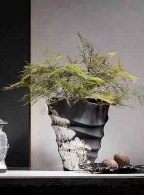 现代新中式大口径花瓶螺旋纹艺术插花花器样板间餐桌茶几摆件