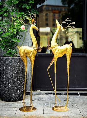 美式轻奢鹿落地装饰大摆件服装店铺橱窗客厅电视柜旁玄关工艺品