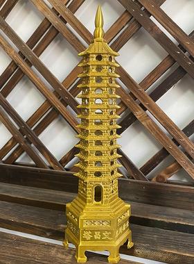 纯铜文昌塔摆件13层十三层黄铜全铜文昌塔书桌办公桌六面带字