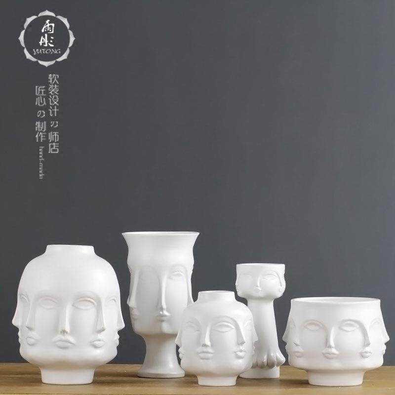 创意简约潮流人脸陶瓷花瓶摆件家居软装饰品客厅样板间摆设,淘宝优惠券,粉丝福利购,淘宝优惠卷