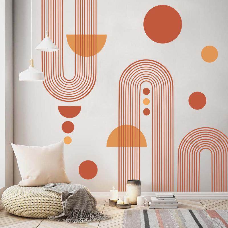 boho拱门客厅沙发背景装饰墙贴波西米亚几何线条贴纸PVC墙纸,淘宝优惠券,粉丝福利购,淘宝优惠卷