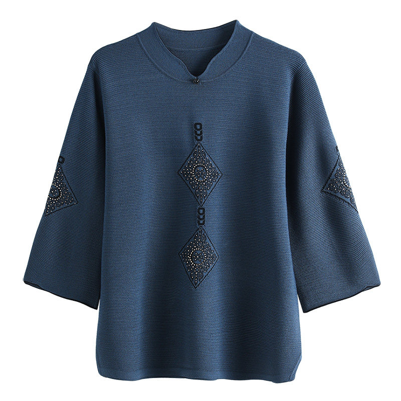 贵夫人女中年七分袖t恤旗袍打底衫 例韵中老年女装