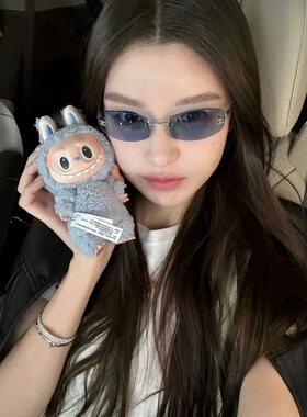 jennie无框墨镜女复古网红个性小框Y2K辣妹眼镜防晒水银色太阳镜