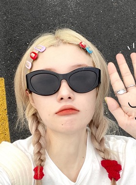 新复古嘻哈猫眼墨镜女大框遮脸ins欧美网红蹦迪个性太阳镜韩版潮