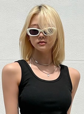 ins欧美网红椭圆形黑色墨镜防晒