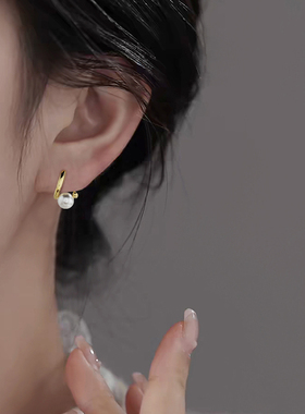 新款高级感无耳洞珍珠耳夹女18K 金轻奢一体耳饰新款独特大脸耳环
