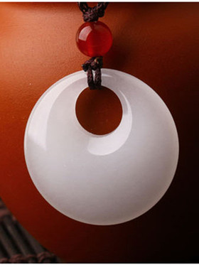 天淼玉情侣款金丝玉平安扣戈壁玉