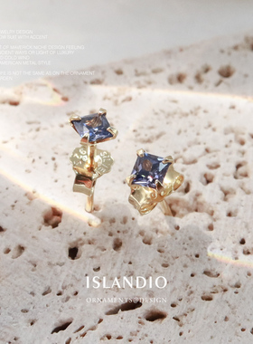 ISLANDIO坦桑蓝宝石纯银金耳钉