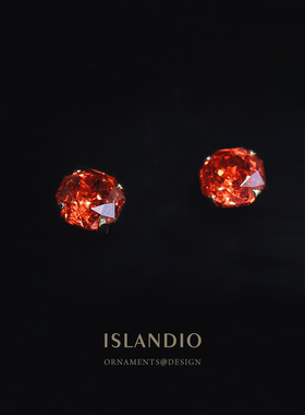 ISLANDIO红玫瑰宝石优雅纯银耳钉