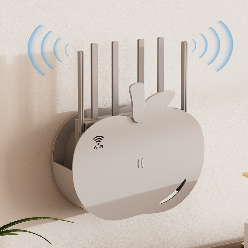 路由器放置架壁挂式免打孔机顶盒收纳盒上墙wifi置物架遮丑装饰盒 - 图1