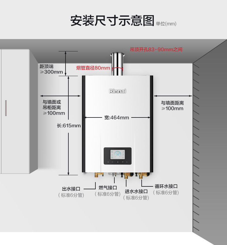 Rinnai/林内RUS-R20E32FRF燃气热水器内置循环零冷水强排防冻20升-图0