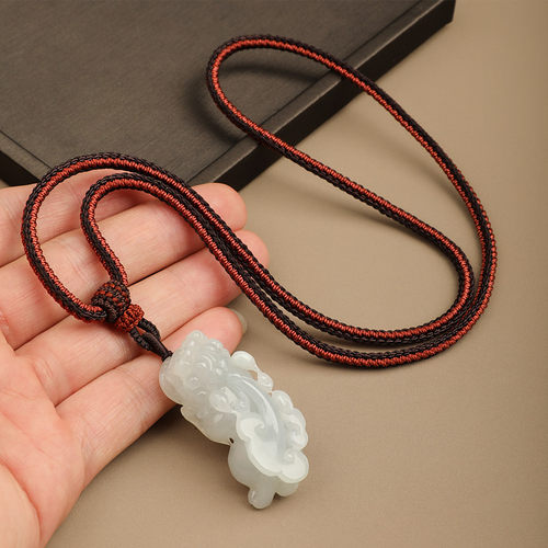 高档粗款项链绳貔貅挂绳玉佩绳子蜜蜡平安扣吊坠挂件绳纯手工编绳 - 图1