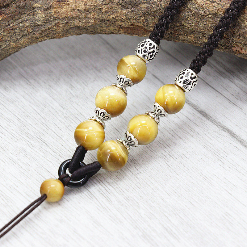 惊爆黑曜石挂绳项链绳挂件绳玉器翡翠虎眼石吊坠绳六六顺系列包邮 - 图2