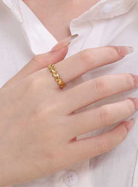 钛钢冷淡风爱心戒指开口可调节指环女时尚简约食指关节戒指女