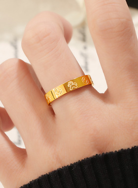 马年吉祥马上有钱戒指食戒情侣对戒指环配饰礼物