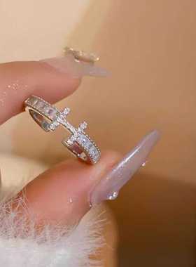 闪钻灵蛇形戒指女时尚高级感冷淡风个性指环潮小众设计开口食指戒