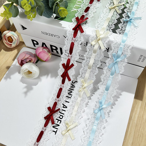 3.5厘米优质睫毛蕾丝穿丝带蝴蝶结花边服装娃衣装饰材料纱手工diy - 图0