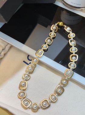 欧美珍珠项链女气质法式复古设计轻奢名媛高级感锁骨链