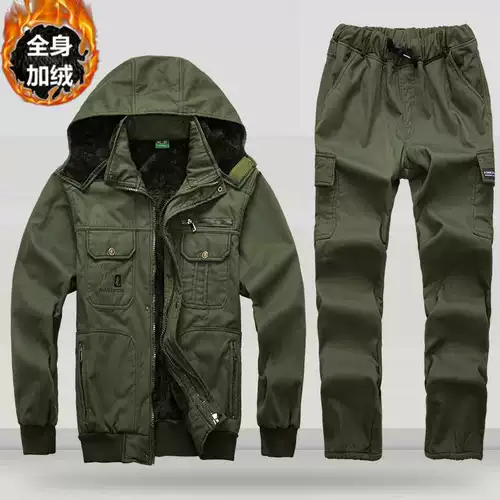 Демисезонный утепленный износостойкий хлопковый защищающий от холода камуфляжный комбинезон, защита от ожогов