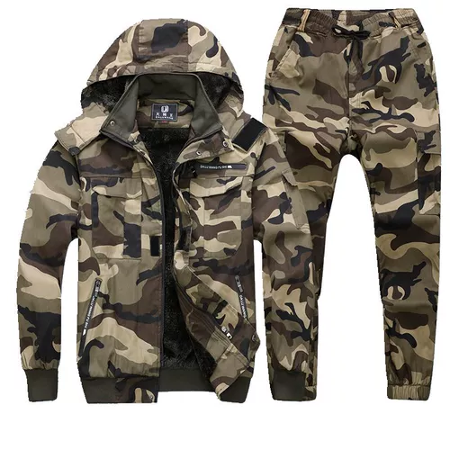 Утепленный эластичный хлопковый износостойкий камуфляжный удерживающий тепло комплект для работы для отдыха