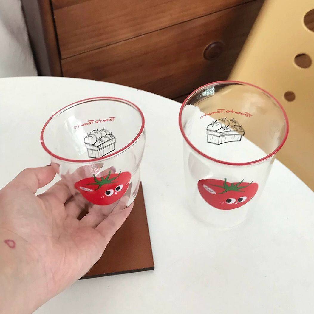 可爱红色番茄玻璃杯女家用耐热喝水杯子ins果汁啤酒牛奶咖啡杯,淘宝优惠券,粉丝福利购,淘宝优惠卷