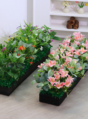 仿真绿植组合花箱隔断装饰假花