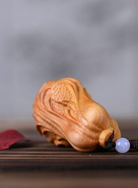 创意菜百财白礼品件手把摆件木雕