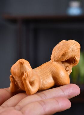 实木笔搁伴手木雕家居松鼠雕刻