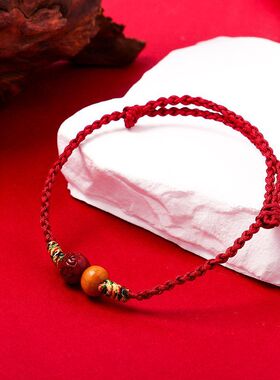 编织男女桃木情侣手绳普陀山真言