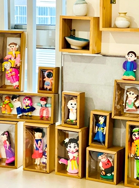 幼儿园美工区黏土作品展示架环创材料倾听墙牛皮纸盒教室摆件装饰