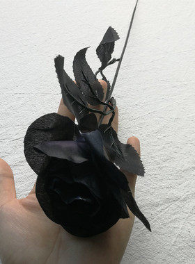 仿真花尤加利仿真花绢花黑玫瑰